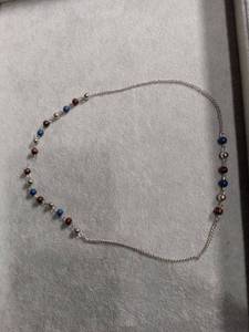 lot 6403 image: Beaded Chain Necklace with Blue and Red Beads