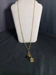 lot 6417 image: Gold-Tone Chain Necklace with Beaded Pendant