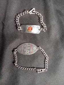 lot 6419 image: Medical Alert Bracelets Lot of 2 Chain Link