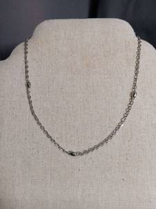 lot 6421 image: Silver-Tone Chain Necklace with Small Beads