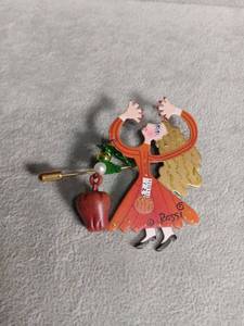 lot 6428 image: Possi Character Brooch Pin with Apple Charm