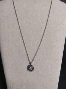 lot 6442 image: Square Pendant Necklace with Rope Border and Crystal Center