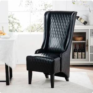 lot 20097 image: High-Back Diamond Quilted Leather Accent Chair - Retail $399