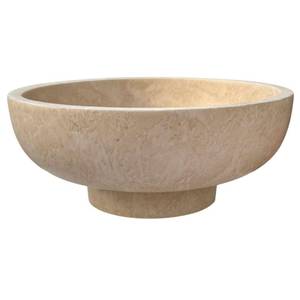 lot 650 image: OAKOA Modern Fruit Bowl for Kitchen Counters - Large Decorative Bowl for Home Decor- Key Bowl for Entryway Table - Pedestal Bowl - Stone Bowl - Retail $55