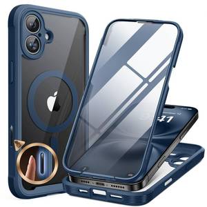 lot 659 image: Miracase for iPhone 16 Case 6.1, Full-Body Protective Phone case with Built-in Full Glass Screen &Camera Control,Easy Installation,No Gap,Compatible with MagSafe,SGS Drop Proof 16 Cover,Storm Blue - Retail $22