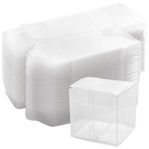 lot 665 image: SEUNMUK 50 PCS 4 x 4 x 4 Inches Clear Plastic Gift Boxes, Clear Boxes For Favors, Transparent Gift Box for Wedding, Party and Baby Shower Favors, Thanksgiving and Christmas - Retail $23