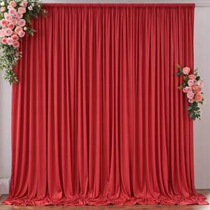 lot 683 image: 10ft x 10ft Red Backdrop Curtains for Party Wedding Wrinkle Free Red Photo Curtains Backdrop Drapes Fabric Decoration for Birthday Party Baby Shower Christmas 5ft x 10ft 2 Panels - Retail $29