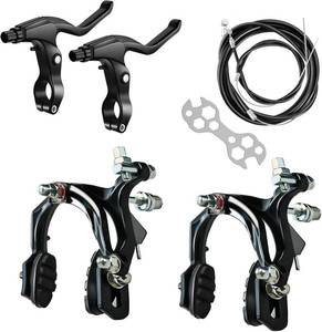 lot 691 image: Hmseng Complete Bike Brakes Set, Front and Rear C-Type Brakes Calipers, Include Inner and Outer Brake Cables and Bike Brake Levers for MTB Road Bicycle-D-Black - Retail $3,840