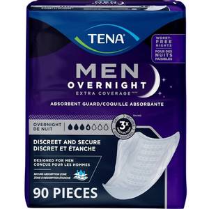 lot 714 image: TENA Incontinence Guards, Overnight Absorbency & Advanced Odor Protection, Incontinence Guards for Men, 90 ct - Retail $43