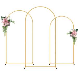 lot 716 image: WQQM 3 Pack Metal Arch Backdrop Stand (7.2FT6.6FT6FT), Backdrop Arch Stands, Decoration Wedding Arch Stand, Gold Balloon Arch Stand for Party Back Drop - Retail $56