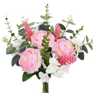 lot 722 image: HO2NLE Artificial Silk Flowers Artificial Flowers Bouquets Pink Florals Arrangements Faux Peony Faux Flower Stems for Spring Wedding Bride Home Table Centerpiece Farmhouse Decorations (16PCS) - Retail $10