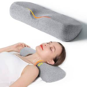 lot 727 image: Cervical Neck Pillows for Pain Relief Sleeping, Memory Foam Neck Bolster Pillow for Stiff Pain Relief, Neck Support Pillow Neck Roll Pillow for Bed Pillow (Light Grey) - Retail $21