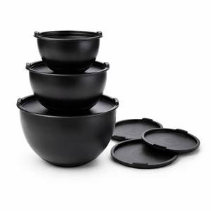 lot 731 image: ANGORA BRANDS Matte Black Stainless Steel Mixing Bowls with Lids Set (3-Piece) - Nesting Bowls for Cooking, Baking, Salads & Serving - 1.5 QT, 3 QT & 5 QT - Modern Kitchen Essentials by Samma - Retail $35