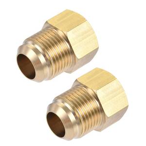 lot 735 image: uxcell Brass Pipe fitting, 58 SAE Flare Male 12 SAE Female Thread, Tube Adapter Connector, for Air Conditioner Refrigeration, 2Pcs - Retail $16