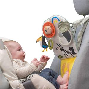 lot 750 image: Musical Car Seat Toys for 0-12 Month Old Babies - Activity Center with Sensory Soft Hanging Toys and Mirror - Carseat Gift for Infants - Retail $30
