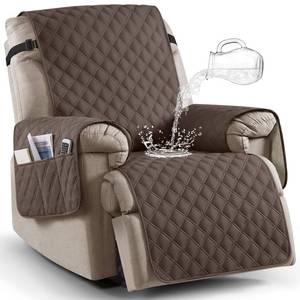 lot 764 image: Ruaozz 100% Waterproof Recliner Chair Covers, Non-Slip Reclining Covers for Recliner Chair Washable Chair Cover, Recliner Covers with Pockets for Kids, Dogs, Pets (Brown, 30) - Retail $40