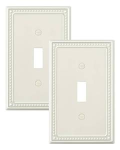 lot 768 image: TREEWELL 2-Pack Single Toggle Light Switch Cover Plate, Pearls Decorative Switch Plate Covers, Light Almond 1 Gang Metal Wall Plate, Corrosion Resistant - Retail $10