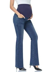 lot 772 image: GLAMIX Womens Stretch Maternity Bootcut Jeans with Pockets Over The Belly Bell Bottoms Flare Denim Pants Pregnancy Clothes(Navy Blue, XXL) - Retail $34