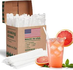 lot 782 image: Glotoch Express 500PCS Individually Wrapped Clear Plastic Straws, 7.75 Long, 0.24 Diameter Disposable Drinking Straws for Every Occasion, Party, Made in USA - Retail $12