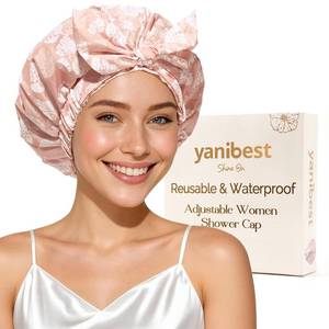 lot 812 image: Yanibest Shower Cap for Women Reusable Waterproof, Adjustable Non-Slip Shower Hair Cap, Washable Bath Hat for Long Hair - Retail $12