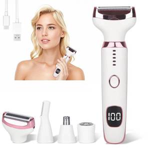 lot 818 image: Beanify 2026 Electric Razor for Women Men,4 in 1 Ladies Wet & Dry Body Razors and Facial Hair Remover,Rechargeable LED Display Hair Removal Kit for Nose Face Body Bikini Hair (Multicolor Pink) - Retail $22