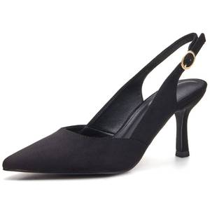 lot 821 image: Coutgo Womens Slingback Pumps Closed Pointed Toe Kitten Heel Sandals Suede Wedding Party Dress Shoes 9 12 - Retail $32