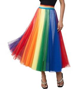 lot 825 image: Women��s Tulle Skirts Midi Elastic High Waist Pleated Mesh Flowy A-Line Party Long Tutu Skirt - Retail $779