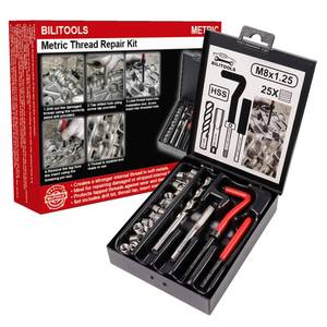 lot 829 image: BILITOOLS M8x1.25 Thread Repair Kit, HSS Drill Helicoil Repair Kit Metric - Retail $15