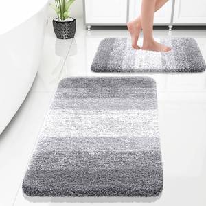 lot 834 image: OLANLY Bathroom Rug Set 2 Piece, Soft Absorbent Microfiber Bath Rug Set, Non-Slip, Machine Wash Dry, Plush Shaggy Bath Mats for Bathroom (30x2024x16, Light Grey) - Retail $31