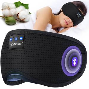 lot 845 image: TOPOINT Sleep Mask Headphones Bluetooth Wireless 5.4, Breathable Cotton Eye Mask for Sleeping Side Sleepers Travel Music Headsets with Microphone Handsfree Men Women - Retail $25