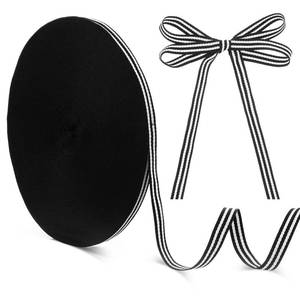 lot 847 image: 54 Yard Black and White Ribbon, Christmas Grosgrain Stripe Checked Ribbon, Grosgrain Ribbons for Mothers Day Fathers Day Wedding DIY Crafts Gifts Wrapping Bouquets Cake Decoration(12 Inch Wide) - Retail $9
