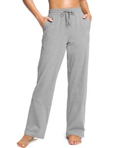 lot 850 image: SANTINY 313335 Womens Tall Cotton Sweatspants Yoga Lounge Casual Pants Open Bottom Sweat Pants for Women with Pockets��Light_Grey_L33_L�� - Retail $38