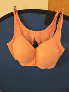 lot 860 image: Daisy Lace Bras for Women Front Closure No Underwire Comfort Senior Wireless Snap Closing Bra Pink 44C - Retail $18