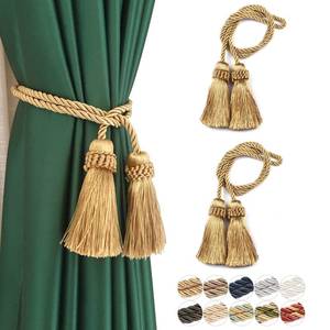 lot 861 image: Fenghuangwu Curtain Tiebacks Handmade Decorative Curtain Holdbacks Rope with Tassel (Gold, 2P) - Retail $9