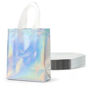 lot 864 image: PACKINNO 15 Pcs Iridescent Gift Bags with Handles, 8x4x10 Inch Holographic Reusable Gift Bags Medium Size, Ideal for Birthday, Christmas, Party Favors, Wedding, Holidays, Valentines - Retail $9