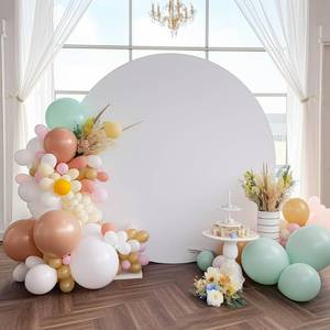 lot 867 image: Haefoo 7.2FT White Round Backdrop Cover for 5 to 7.2ft Circle Arch Stand - Adjustable Round Arch Cover Circle Back Drop Cover for Birthday, Wedding, Baby Shower Photography Party Background Decor - Retail $19