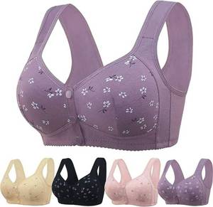 lot 869 image: Daisy Bras for Older Women No Underwire Front Closure Comfort Senior Wireless Snap Closing Bra Purple 38C - Retail $18