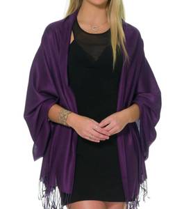 lot 880 image: ShineGlitz Pashmina Shawls and Wraps for Evening Dresses, Large Soft Pashmina Wedding Grape Purple Shawl - Retail $18