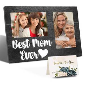 lot 888 image: SARLUNA Best Mom Ever 3D Wooden Picture Frame Gifts - Mothers Day & Birthday Gift, Gift for Mom, from Daughter - Two 4x6 Inch Frames - Retail $16