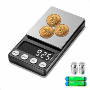 lot 889 image: SKEAP Digital Coin Scale, Gram Scale 0.01g Accuracy for Coin Collectors, Bank Tellers and Home Use, Ideal Scale for Gold and Jewelry, 200g Capacity with Calibration Weight - Retail $26