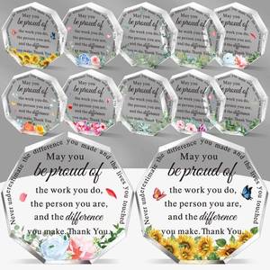 lot 22 image: Geelin 12 Pcs Teacher Appreciation Gift Thank You May You Be Proud Coworker Employee Plaque Gift Inspirational Acrylic Trophy Award for Teacher Volunteer Colleague Keepsake(Nonagon) - Retail $31