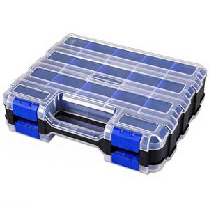 lot 42 image: Small Parts Storage Case Tools Box Organizer Double Side 34 Compartments Hardware Organizers with Removable Plastic Dividers for Screws Nuts Nails Bolts - Retail $22