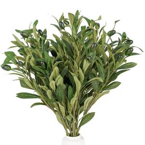lot 52 image: HomeKaren Olive Stems 6 Pcs 18 inch Artificial Olives Green Leaves Picks, Spring Branches Decor for Vase, Greenery Vase Filler Home Decoration Indoor - Retail $17