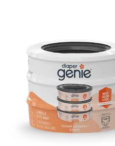lot 54 image: Diaper Genie Bags Refills 270 Count (Pack of 3) Clean Laundry Scent  Diaper Pail Refills with Max Odor Lock  Holds up to 810 Newborn Diapers - Retail $20