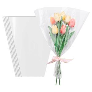 lot 72 image: Corkwaw 50 Pcs flower packaging transparent bag,flowers bouquet sleeve transparent cellophane Suitable for flower shop, shopping mall flower packaging(18X13) - Retail $13