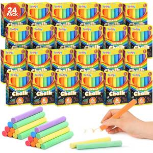 lot 74 image: Toidgy 288 Count Mini Chalk Set for Kids (24 Boxes), Nontoxic Sidewalk Chalk Bulk for Kids, Sidewalk Chalks Party Favors for Boys and Girls, Art Classroom Prizes Supplies, Goodie Bag Fillers - Retail $19