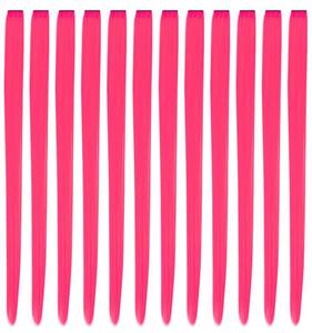 lot 78 image: YaFex 12 Pcs Clip in Hair Extensions, 22 Inch Colored Hair Extensions Party Highlights Long Straight Synthetic Hairpieces for Women (Hot Pink) - Retail $6