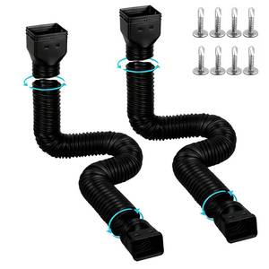 lot 80 image: gutterant 2 Pack Gutter Downspout Extensions for Rainwater Drainage, 4 Diameter Thickened Flexible Downspout Extender Extendable from 21 to 67(Black) - Retail $23