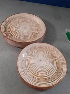 lot 91 image: Mumufy 100 Pack Light Wood Grain Paper Plates Wooden Slice Dinner Plates and Camp Fire Dessert Farmhouse Woodland Party favor for Lumberjack Party Supplies