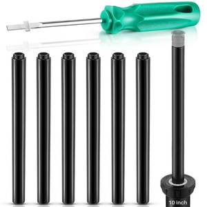 lot 93 image: HappyAlley 10 Popup Riser Extension Compatible with Rain Bird 1800& Hunter Pro-Spray Sprinklers, Sprinkler Head Riser Extender with RotorTool, Garden Lawn Irrigation Spray Head, 6 Set (Black) - Retail $25